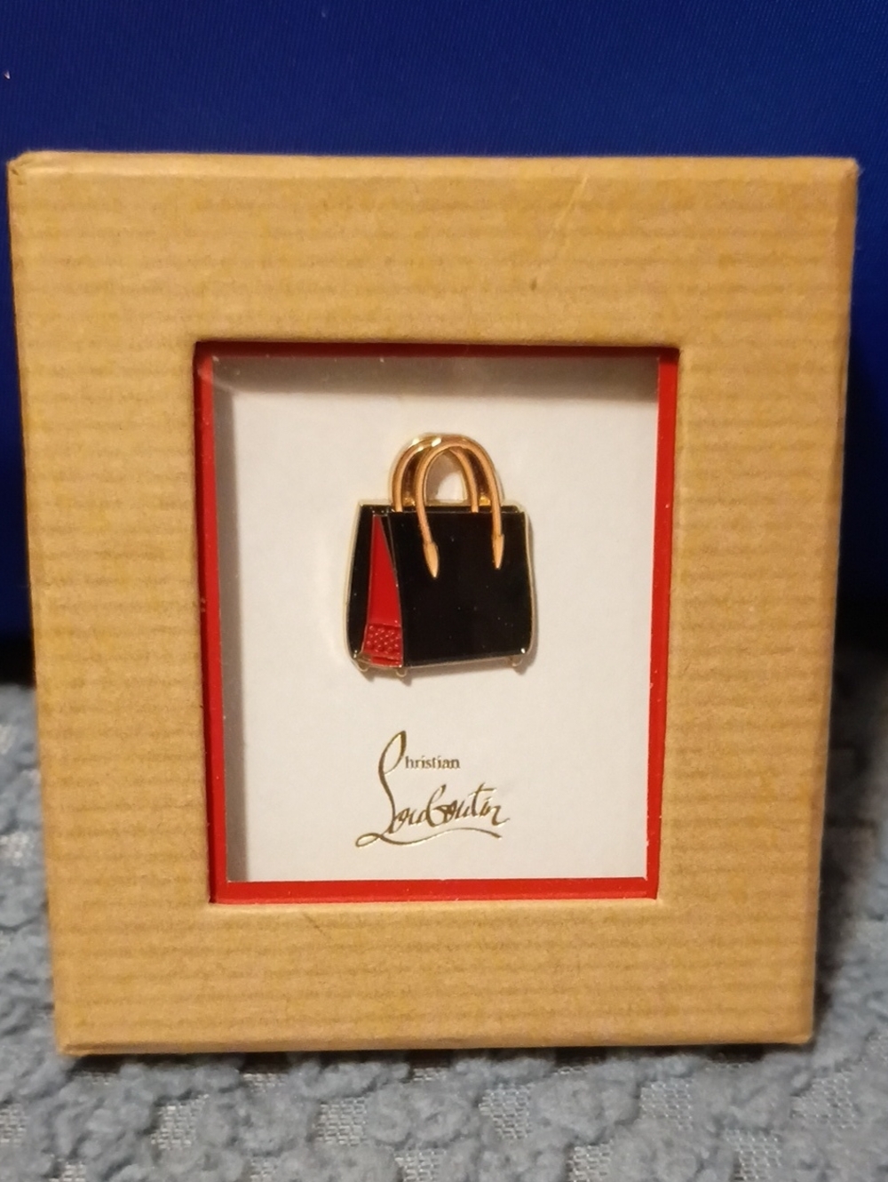 Christian Louboutin Black and Red Enamel Mini Bag Pin